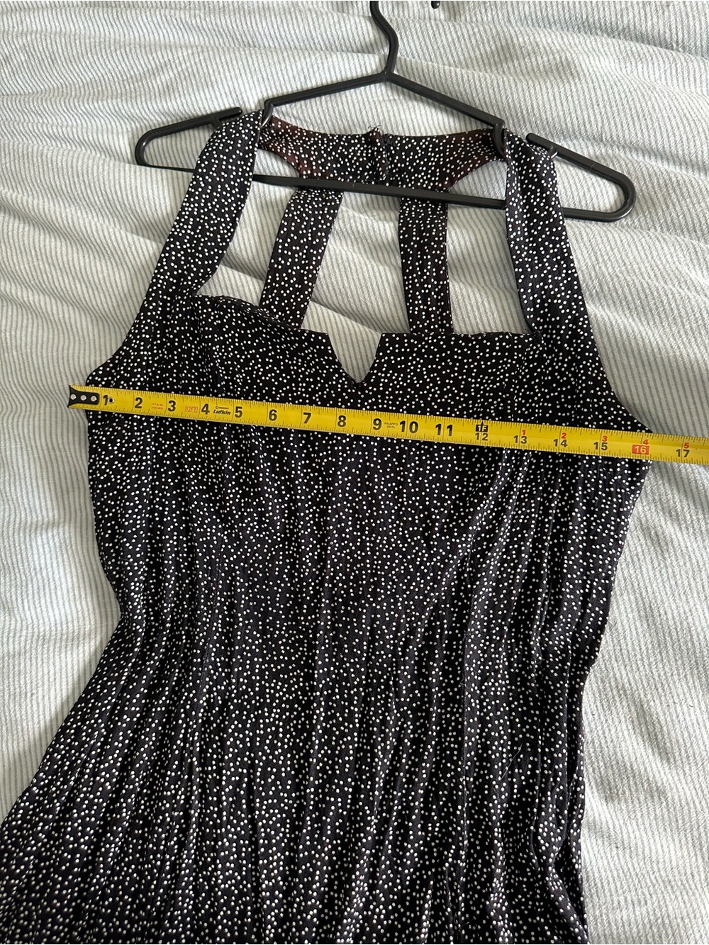 Vintage Black Dress with White Speckle Print